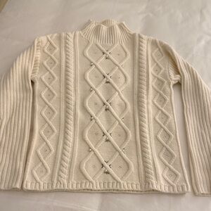 Donna Karan Cream mock Turtleneck Sweater